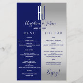 Elegante Navy Blue Wedding Bar Menu (Voorkant)