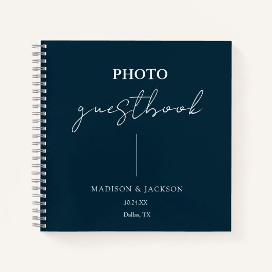 Elegante Navy Blue Wedding Guestbook Notitieboek (Voorkant)