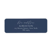 Elegante Navy Blue Wedding Retour Adres Label (Voorkant)