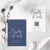Elegante Navy Blue Wedding RSVP Kaart met QR-code
