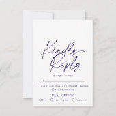 Elegante Navy Blue Wedding RSVP Kaart – vriendelij (Achterkant)