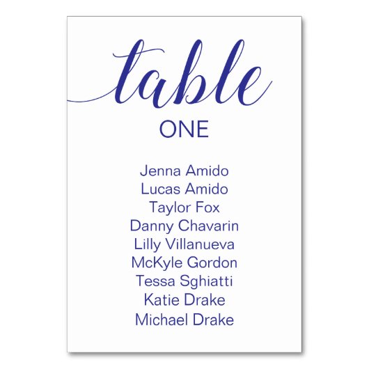 Elegante Navy Blue Wedding Seating Chart Kaarten (Voorkant)