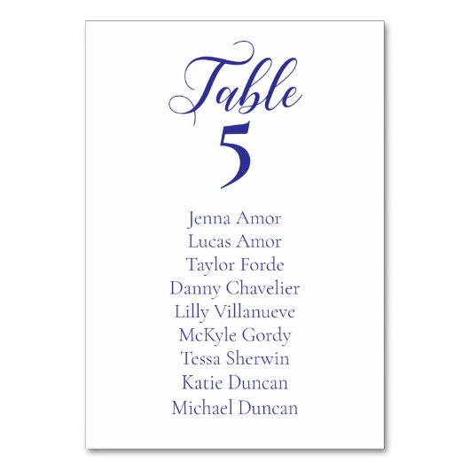 Elegante Navy Blue Wedding Seating Chart Kaarten (Voorkant)