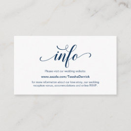 Elegante Navy Blue, Wedding Website Details Informatiekaartje