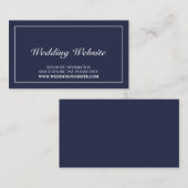 Elegante Navy Blue Wedding Website Informatiekaartje (Voorkant / Achterkant)