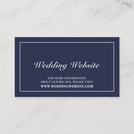 Elegante Navy Blue Wedding Website Informatiekaartje (Voorkant)