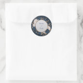 Elegante Navy Blue & White Floral Wedding Sticker (Tas)