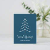 Elegante Navy Blue & White Happy Holiday Briefkaar Feestdagenkaart (Staand voorkant)