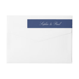 Elegante Navy Blue Wraparound Retour Adres Label