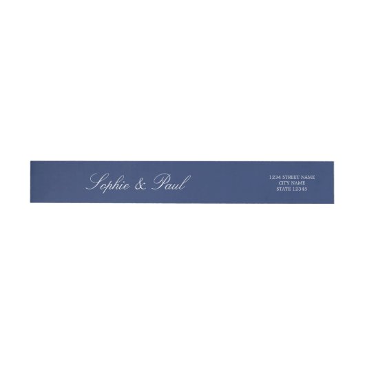 Elegante Navy Blue Wraparound Retour Adres Label (Individueel)