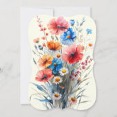 Elegante Navy Blush Bloemen Huwelijksuitnodiging Kaart (Achterkant)