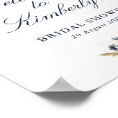 elegante navy & blush bruiloft feest welkom bord poster (Hoek)