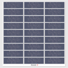 Elegante Navy Blush Bruiloft Gast Adresetiketten Sticker
