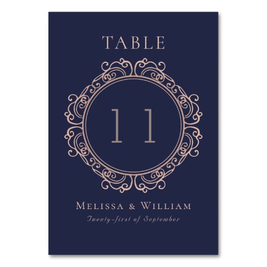 Elegante Navy Blush Bruiloft Kaart (Voorkant)