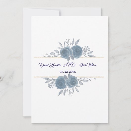 Elegante Navy & Blush bruiloft Kaart (Achterkant)