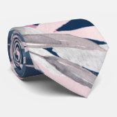 Elegante Navy Blush Bruiloft Stropdas (Opgerold)