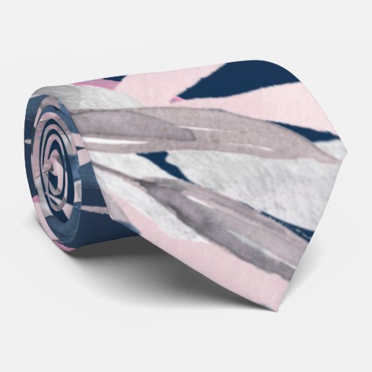 Elegante Navy Blush Bruiloft Stropdas (Opgerold)