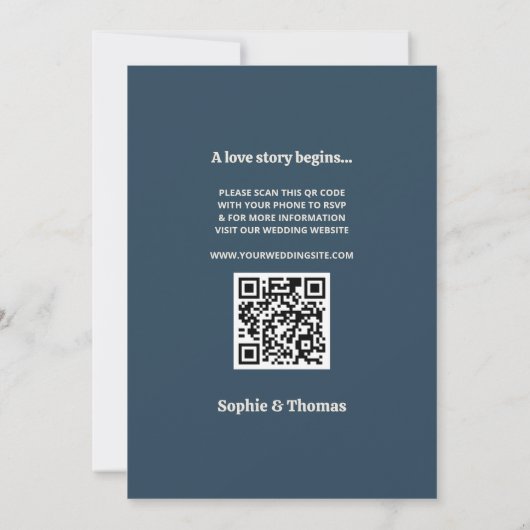 Elegante Navy & Blush Pink Kaart (Achterkant)