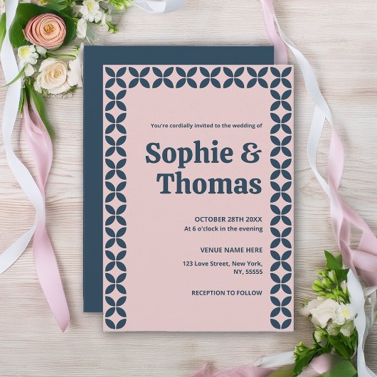 Elegante Navy & Blush Pink Kaart