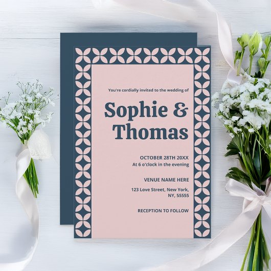 Elegante Navy & Blush Pink Kaart