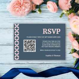 Elegante Navy & Blush Pink RSVP Kaartje