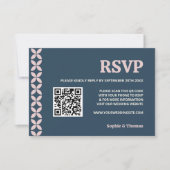 Elegante Navy & Blush Pink RSVP Kaartje (Voorkant)