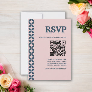 Elegante Navy & Blush Roze  RSVP Kaartje