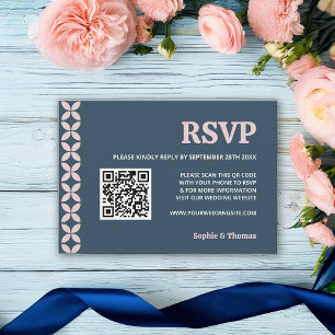 Elegante Navy & Blush Roze RSVP Kaartje