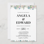 Elegante Navy Blush Roze Trouw Uitnodiging (Voorkant)