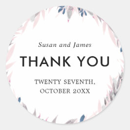 Elegante Navy Blush waterverf bloemenbruiloft Ronde Sticker