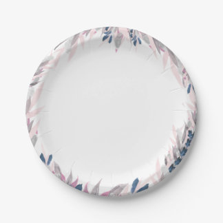 Elegante Navy Blush waterverf Papier Borden Papieren Bordje