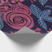 Elegante Navy Bourgogne Bloemen Watercolo Cadeaupapier (Hoek)