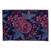 Elegante Navy Bourgogne Bloemen Watercolo Kussensloop (Voorkant)