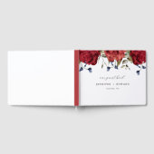 Elegante Navy Bourgondische Bloem Bruiloft Gastenboek (Volledig)