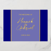 Elegante Navy bruiloft Folie uitnodiging (Voorkant)