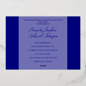 Elegante Navy bruiloft Folie uitnodiging (Achterkant)