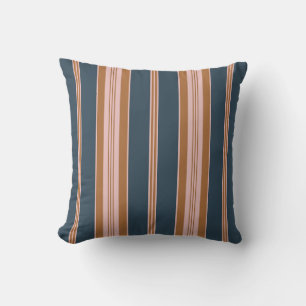 Elegante Navy Bruine Roze Ticking Streep Kussen