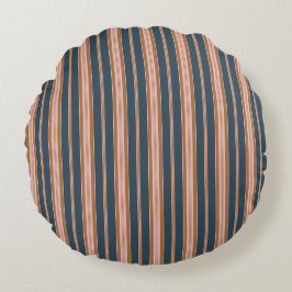 Elegante Navy Bruine Roze Ticking Streep Rond Kussen