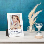 Elegante Navy Calligrafie Script Afstuderen Foto Fotoplaat (Zijkant)