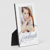 Elegante Navy Calligrafie Script Afstuderen Foto Fotoplaat (Zijkant)