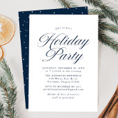 Elegante Navy Calligrafie Script Vakantie Party Kaart