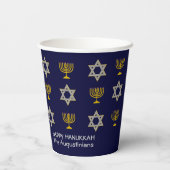 Elegante Navy Chanoeka Papieren Bekers (Achterkant)
