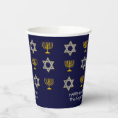 Elegante Navy Chanoeka Papieren Bekers (Links)