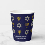 Elegante Navy Chanoeka Papieren Bekers (Voorkant)