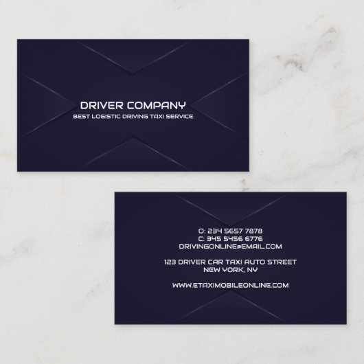 Elegante Navy Chauffeur Visitekaartje (Voorkant / Achterkant)