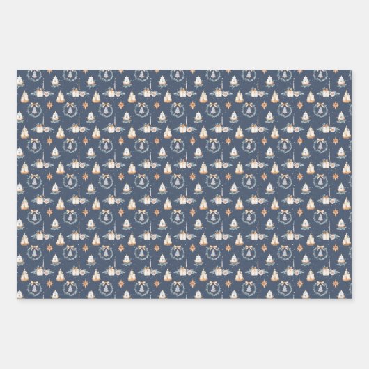 Elegante Navy Christmas Wrapping Paper Set (Voorkant)