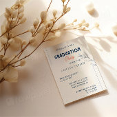 Elegante Navy & Coral Graduation Party Uitnodiging