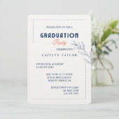 Elegante Navy & Coral Graduation Party Uitnodiging (Staand voorkant)