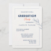 Elegante Navy & Coral Graduation Party Uitnodiging (Voorkant)