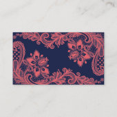 Elegante Navy & Coral Lace Wedding Registry Kaart (Achterkant)